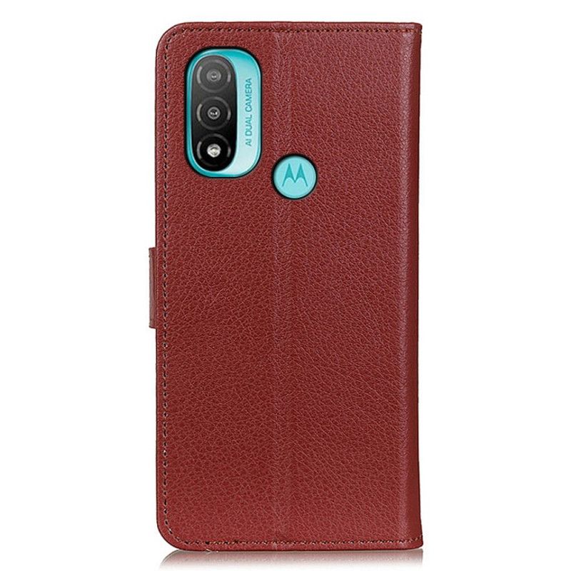 Folio Deksel Til Moto E20 / E30 / E40 Tradisjonelt Litchi