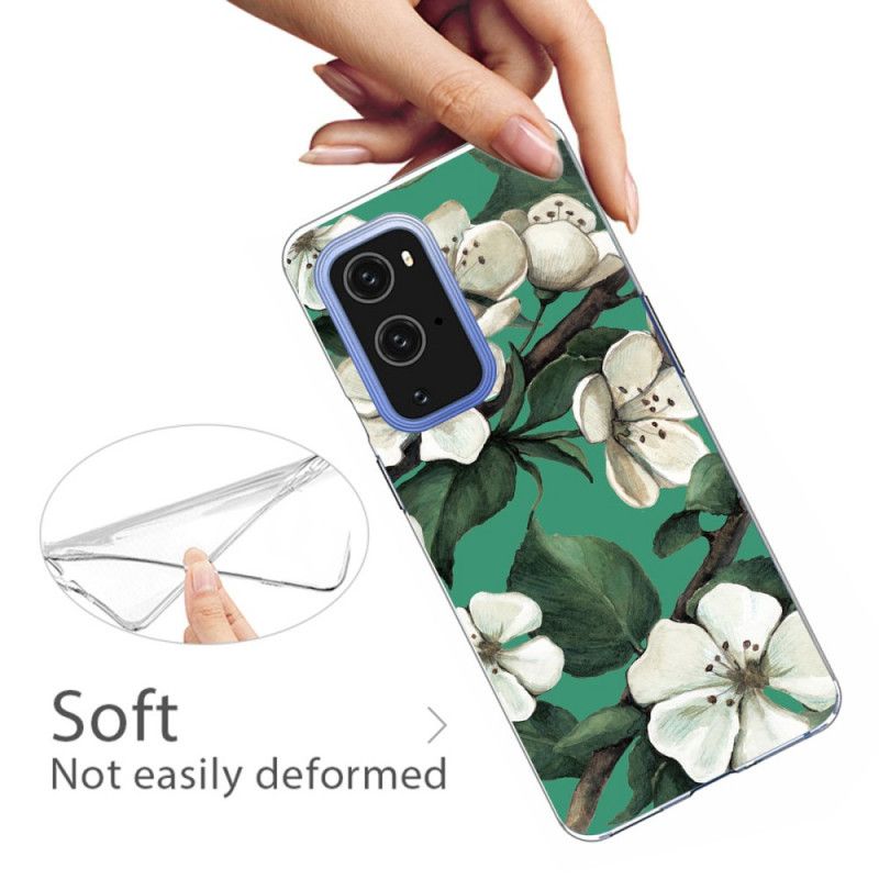 Deksel OnePlus 9 Pro Malte Hvite Blomster