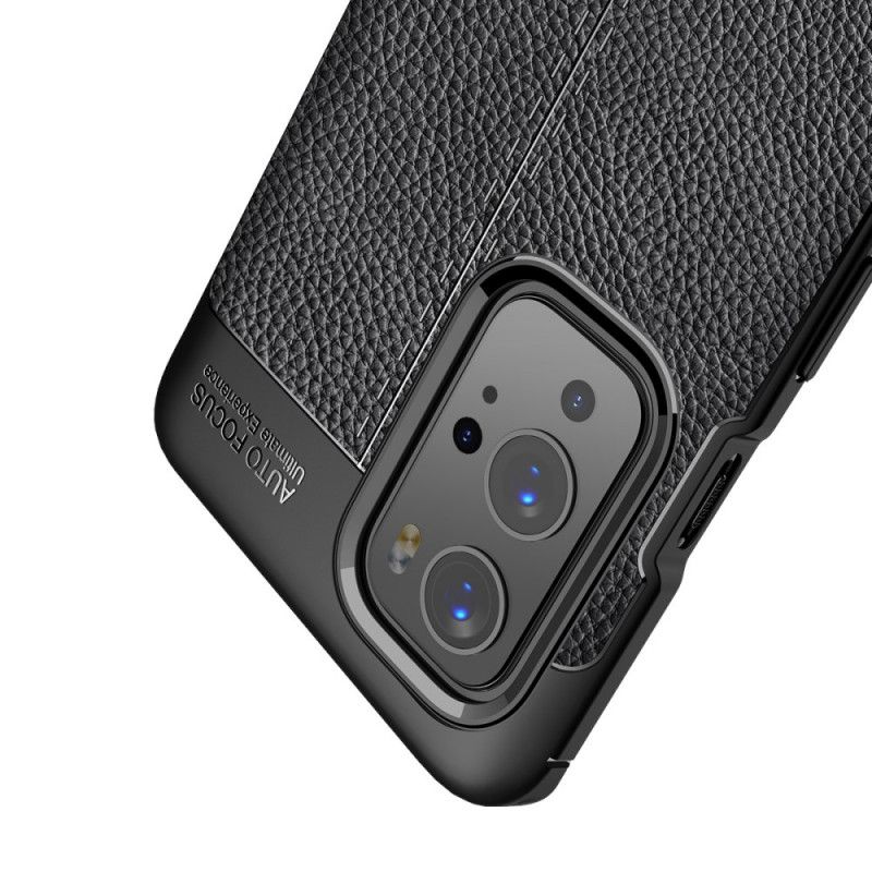 Deksel OnePlus 9 Pro Svart Dobbeltlinjet Litchi-Læreffekt