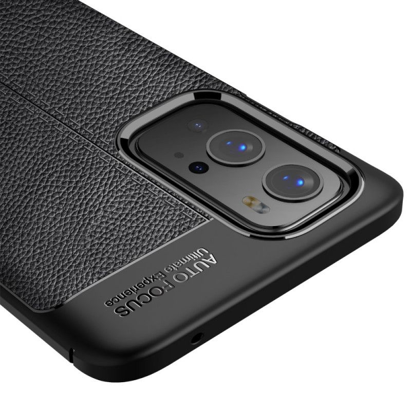 Deksel OnePlus 9 Pro Svart Dobbeltlinjet Litchi-Læreffekt