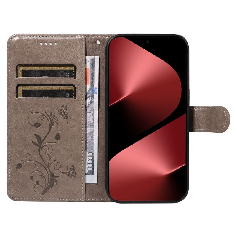 Lærdeksel Folio Deksel Huawei Pura 80 Pro Mobildeksel Blomstermønster