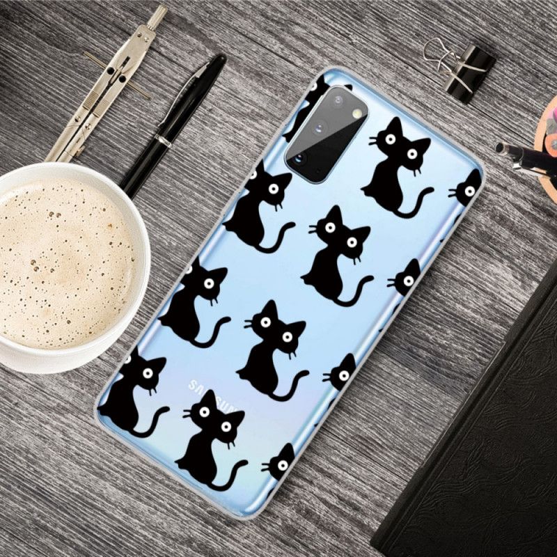 Deksel Samsung Galaxy A41 Mobildeksel Flere Svarte Katter