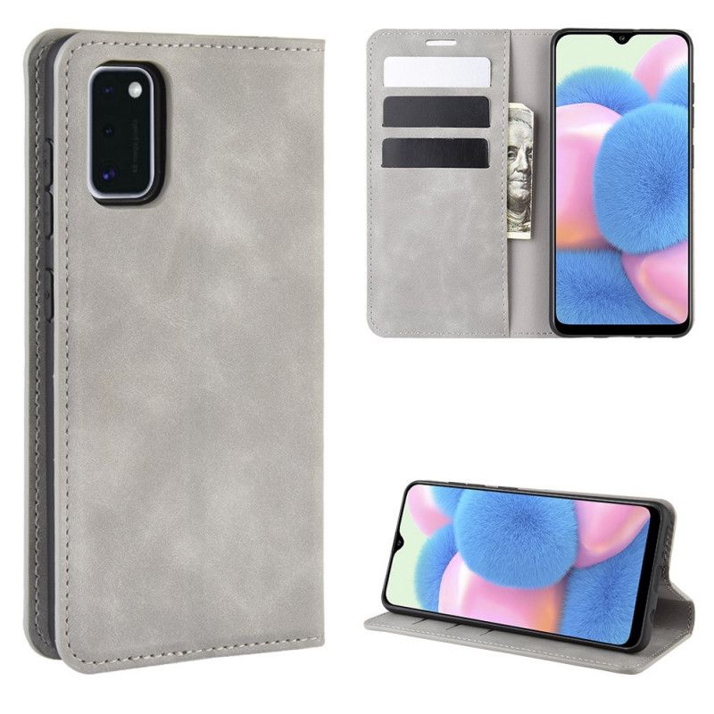 Folio Deksel for Samsung Galaxy A41 Svart Myk Skinneffekt