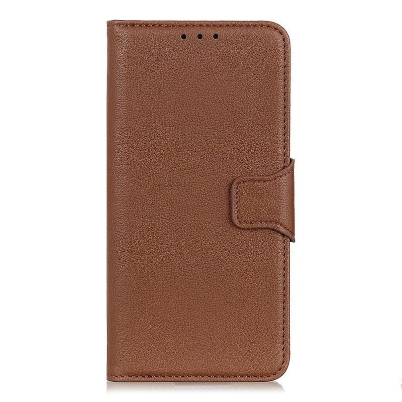 Folio Deksel Samsung Galaxy A41 Svart Reversibel Lås Av Litcheskinn Beskyttelse