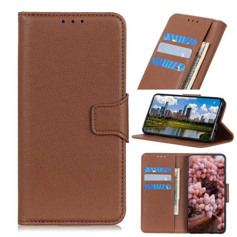 Folio Deksel Samsung Galaxy A41 Svart Reversibel Lås Av Litcheskinn Beskyttelse