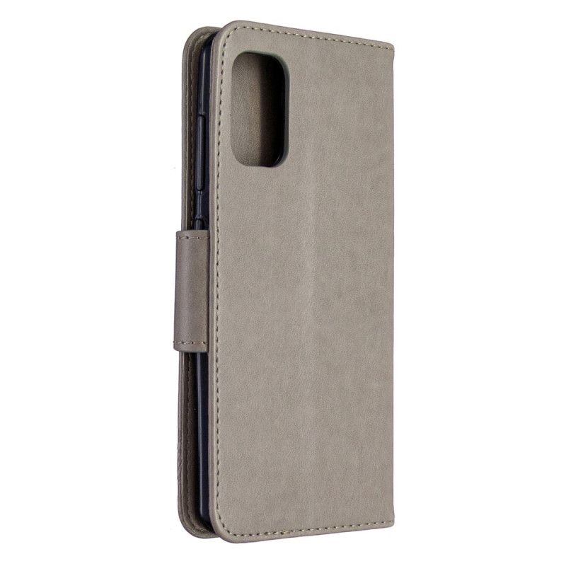 Lærdeksel Folio Deksel Samsung Galaxy A41 Grå Sommerfugler I Flukt Med Tanga