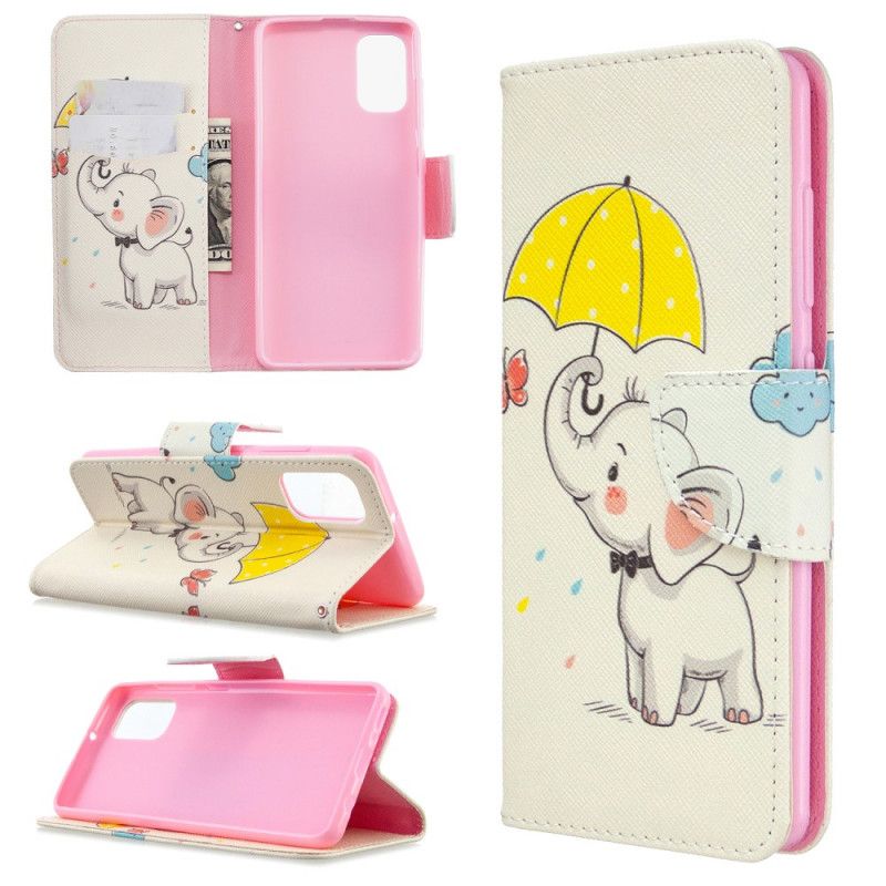Lærdeksel Folio Deksel Samsung Galaxy A41 Mobildeksel Baby Elefant