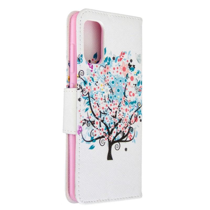 Lærdeksel Folio Deksel Samsung Galaxy A41 Mobildeksel Blomstret Tre