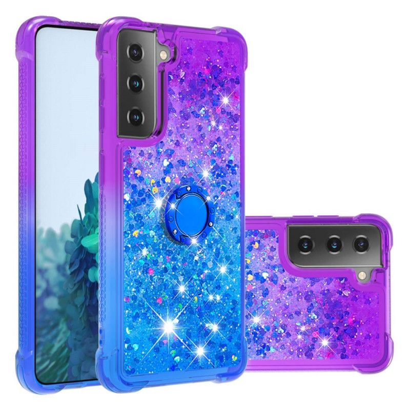 Deksel Samsung Galaxy S21 5G Magenta Mobildeksel Paljetter Til Ringholdere