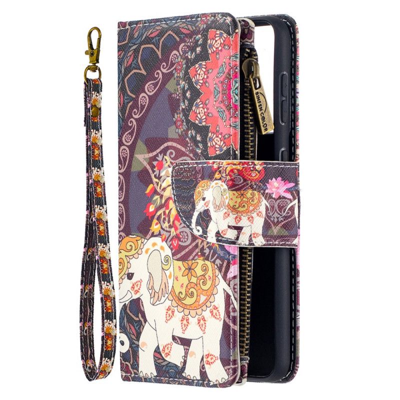 Folio Deksel for Samsung Galaxy S21 5G Elefant Med Glidelås