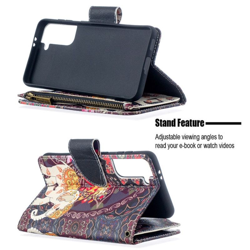 Folio Deksel for Samsung Galaxy S21 5G Elefant Med Glidelås