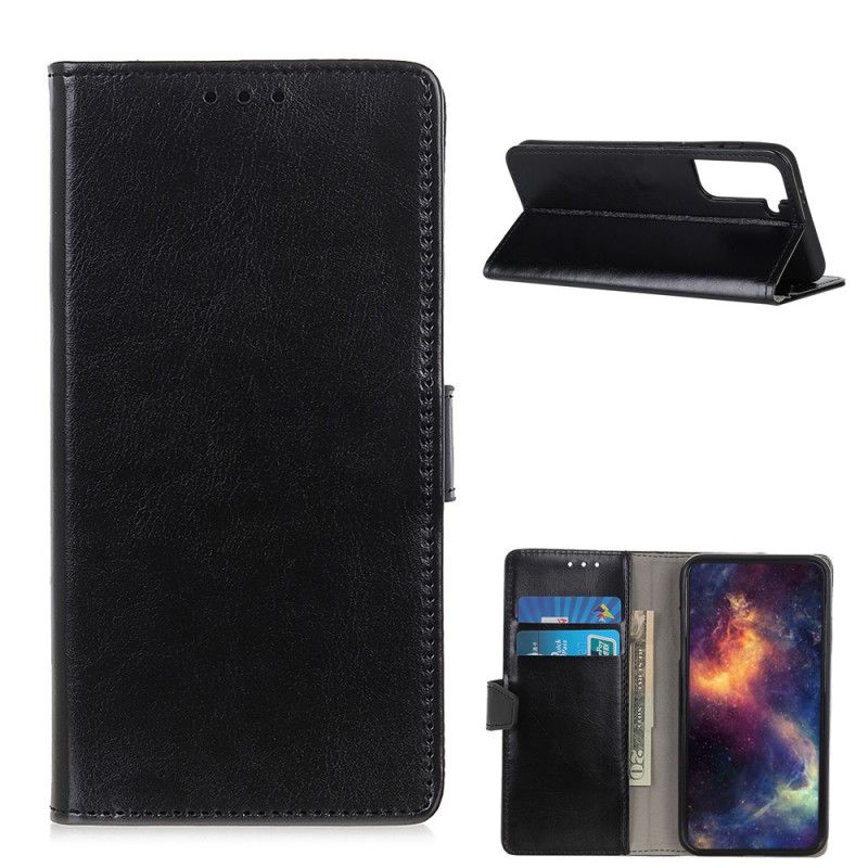 Folio Deksel for Samsung Galaxy S21 5G Svart Enkel Skinnende Skinneffekt