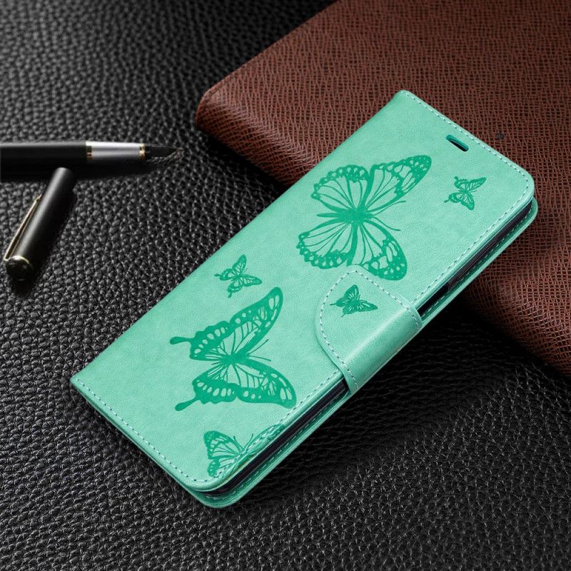 Folio Deksel for Xiaomi Redmi Note 9S / Note 9 Pro Grå Tanga Sommerfugler