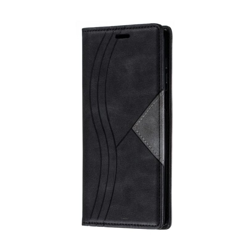 Folio Deksel Xiaomi Redmi Note 9S / Note 9 Pro Svart Bølgelærstil