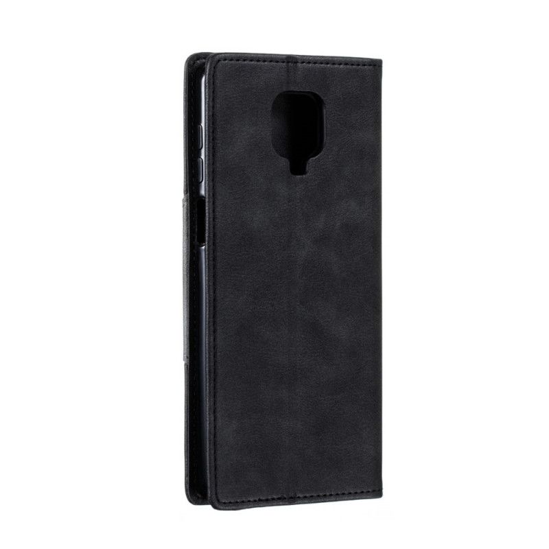 Folio Deksel Xiaomi Redmi Note 9S / Note 9 Pro Svart Bølgelærstil