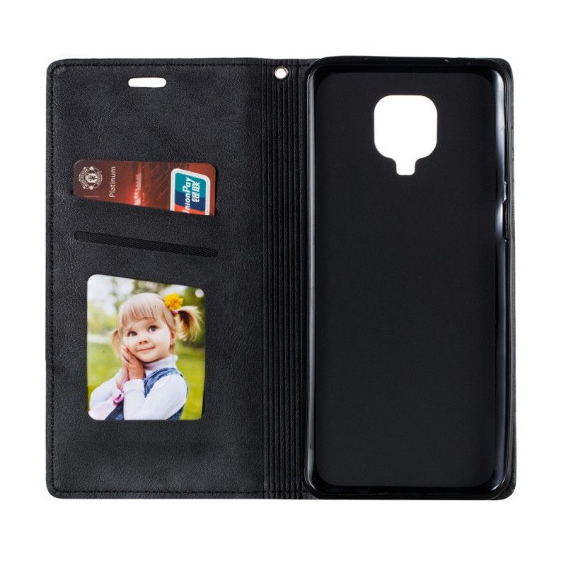 Folio Deksel Xiaomi Redmi Note 9S / Note 9 Pro Svart Bølgelærstil