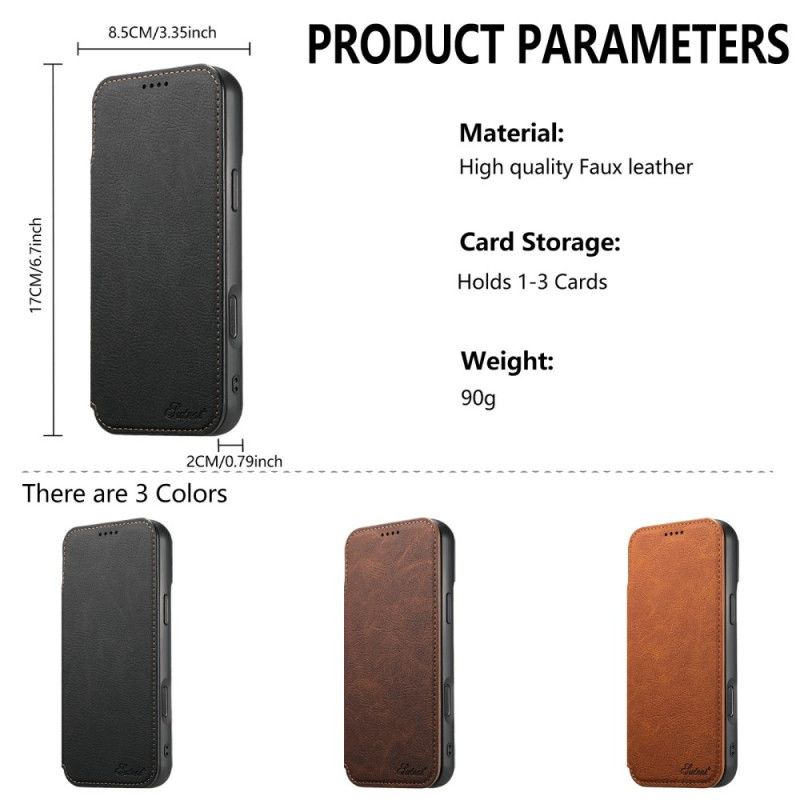 Folio Deksel Lær iPhone 17 Pro Mobildeksel Magsafe-kompatibel Vintagedesign