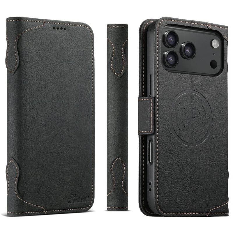 Folio Deksel Til iPhone 17 Pro Magsafe-kompatibelt Litchi-tekstur