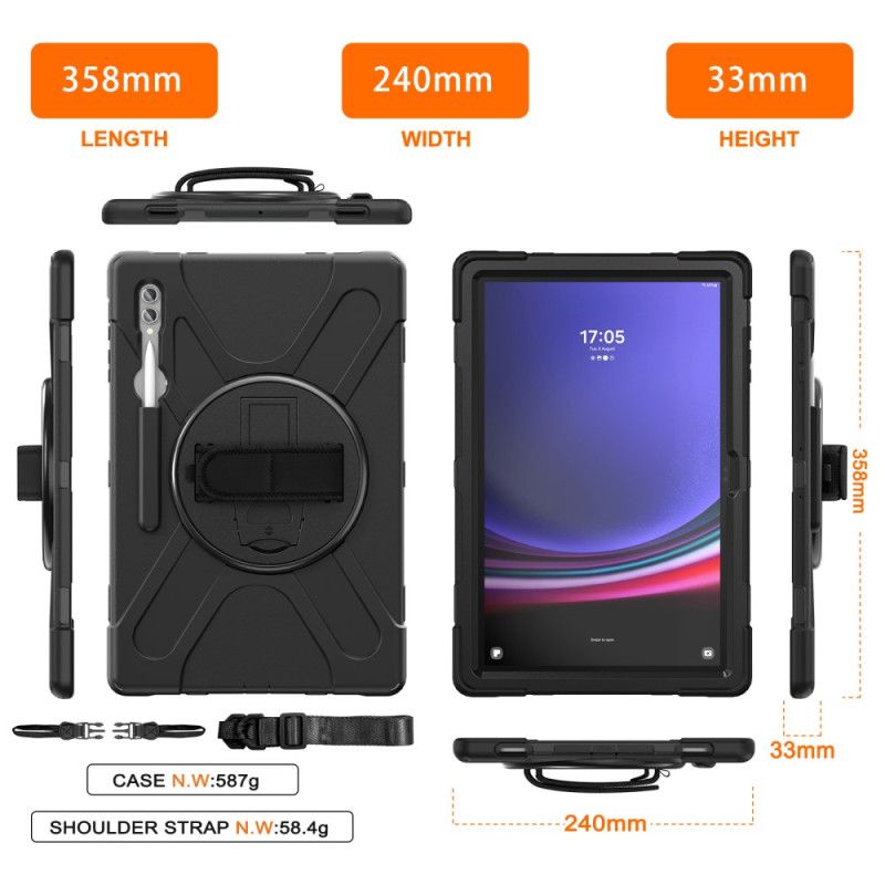 Deksel Samsung Galaxy Tab S10 Ultra Mobildeksel Trippel Beskyttelsesstropp Og Stativ