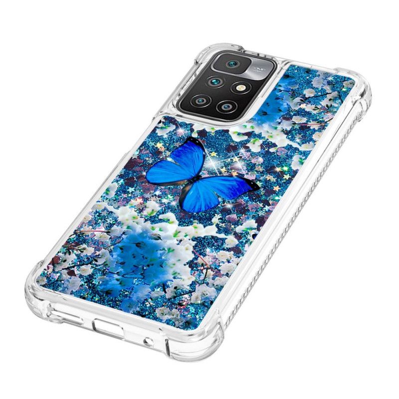 Deksel Xiaomi Redmi 10 Blå Glittersommerfugler
