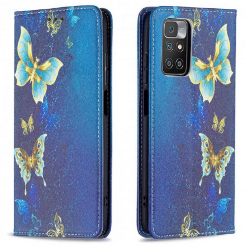 Folio Deksel Xiaomi Redmi 10 Fargerike Sommerfugler Beskyttelse Deksel