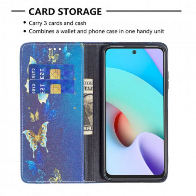 Folio Deksel Xiaomi Redmi 10 Fargerike Sommerfugler Beskyttelse Deksel