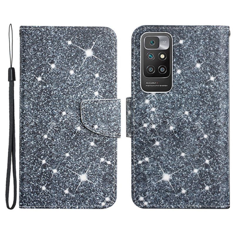 Folio Deksel Xiaomi Redmi 10 Glitter Strappy