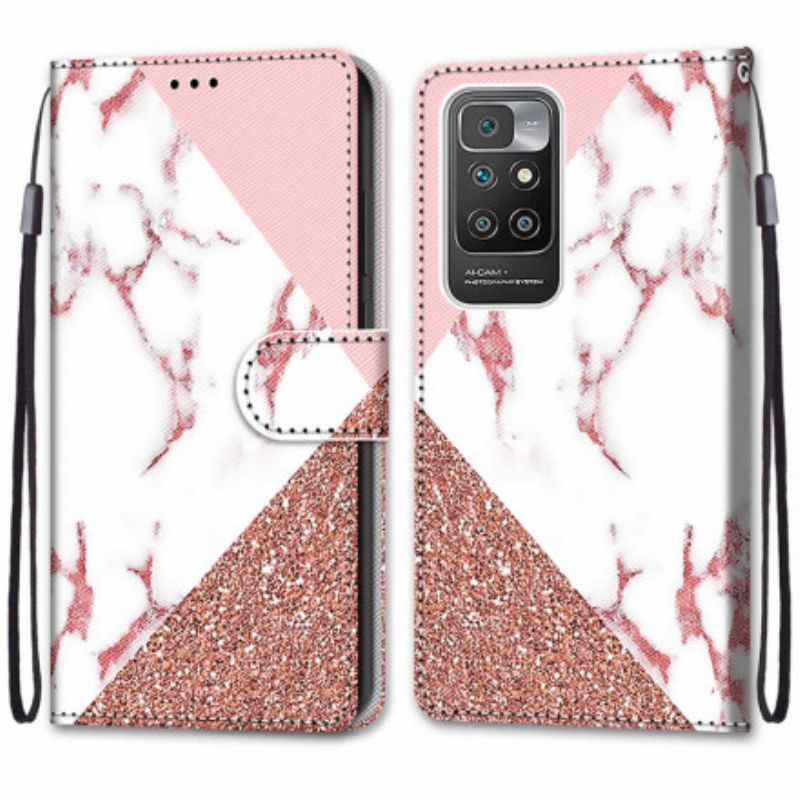Folio Deksel Xiaomi Redmi 10 Marmor Og Glittertrekant