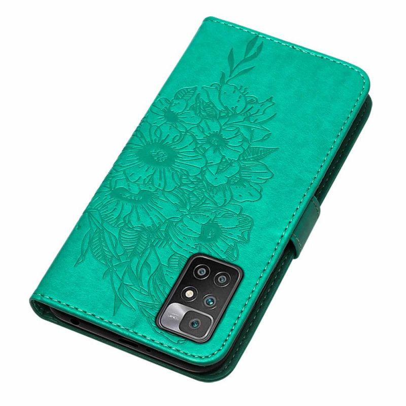 Folio Deksel Xiaomi Redmi 10 Sommerfugldesign Med Snor