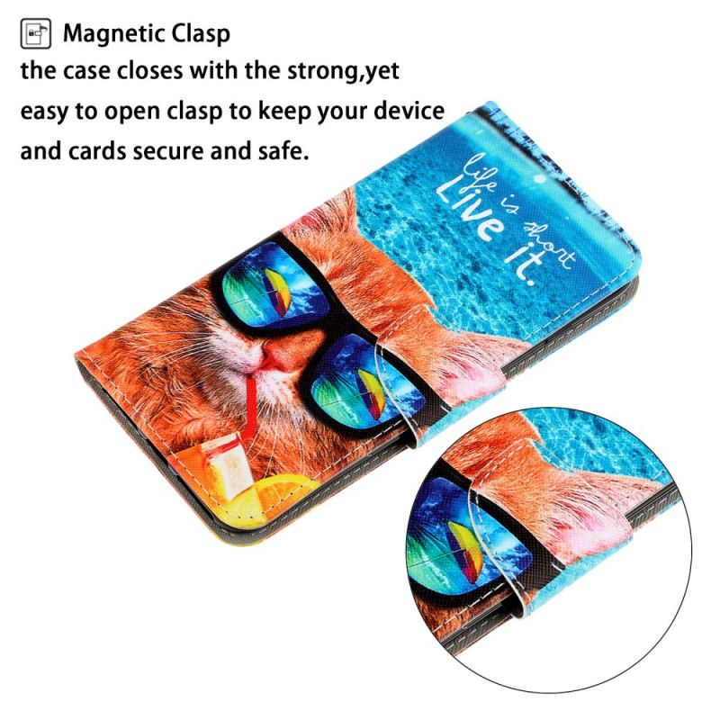 Folio Deksel for Xiaomi Redmi 8 Katt Lever Den Med Tanga