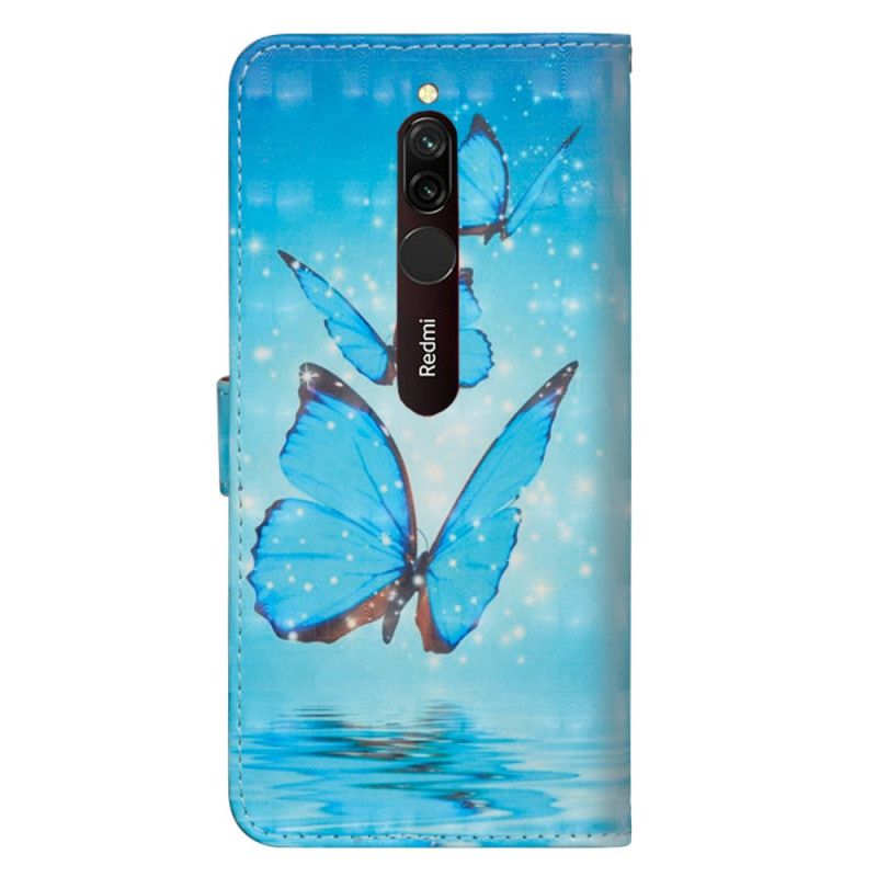 Folio Deksel Xiaomi Redmi 8 Flygende Blå Sommerfugler Beskyttelse