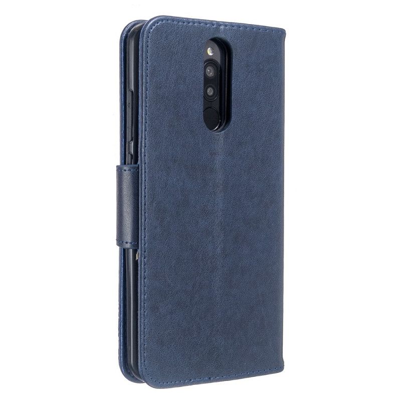 Lærdeksel Folio Deksel Xiaomi Redmi 8 Grå Trykte Sommerfugler Med Tanga