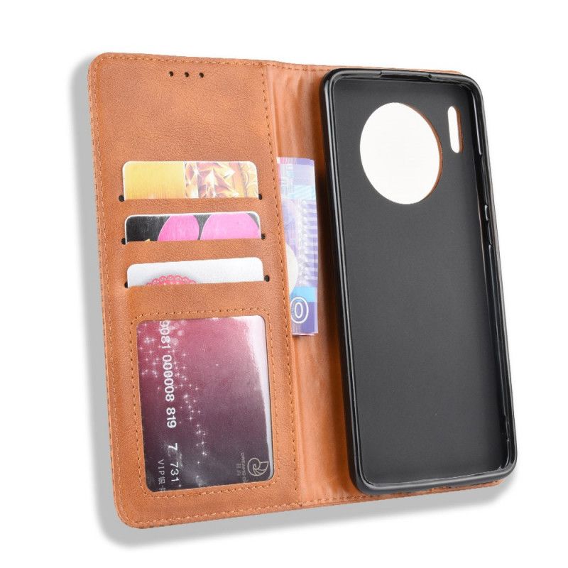 Folio Deksel for Huawei Mate 30 Svart Stilisert Vintage Skinneffekt
