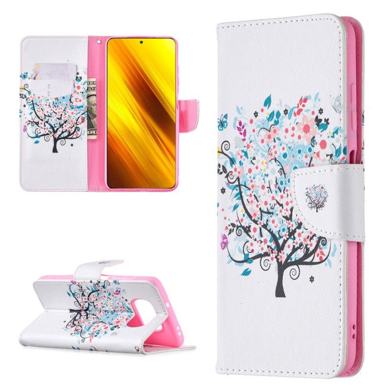 Folio Deksel Xiaomi Poco X3 Blomstret Tre