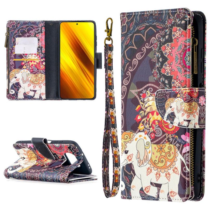 Folio Deksel Xiaomi Poco X3 Elefantlomme Med Glidelås Beskyttelse