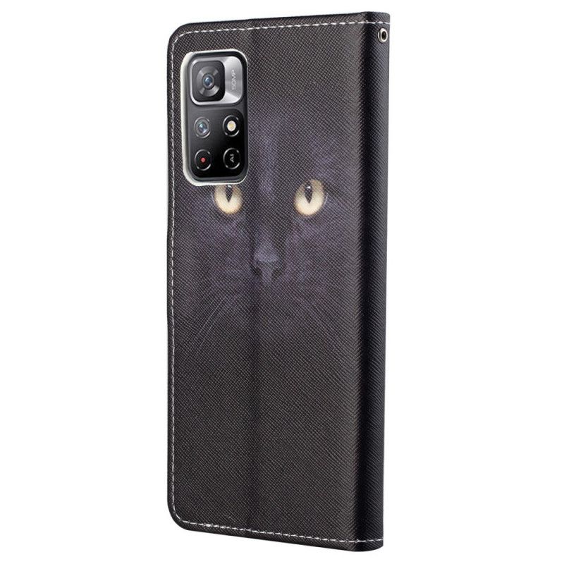 Folio Deksel Til Xiaomi Redmi Note 11 / Poco M4 Pro 5g Black Strappy Cat Eyes