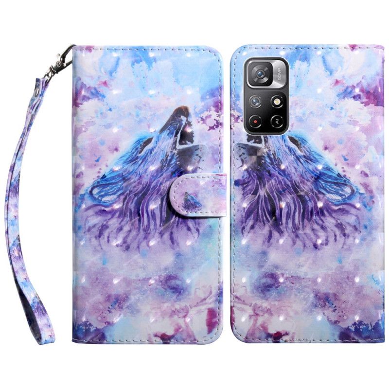 Folio Deksel Xiaomi Redmi Note 11 / Poco M4 Pro 5g Wolf Watercolor