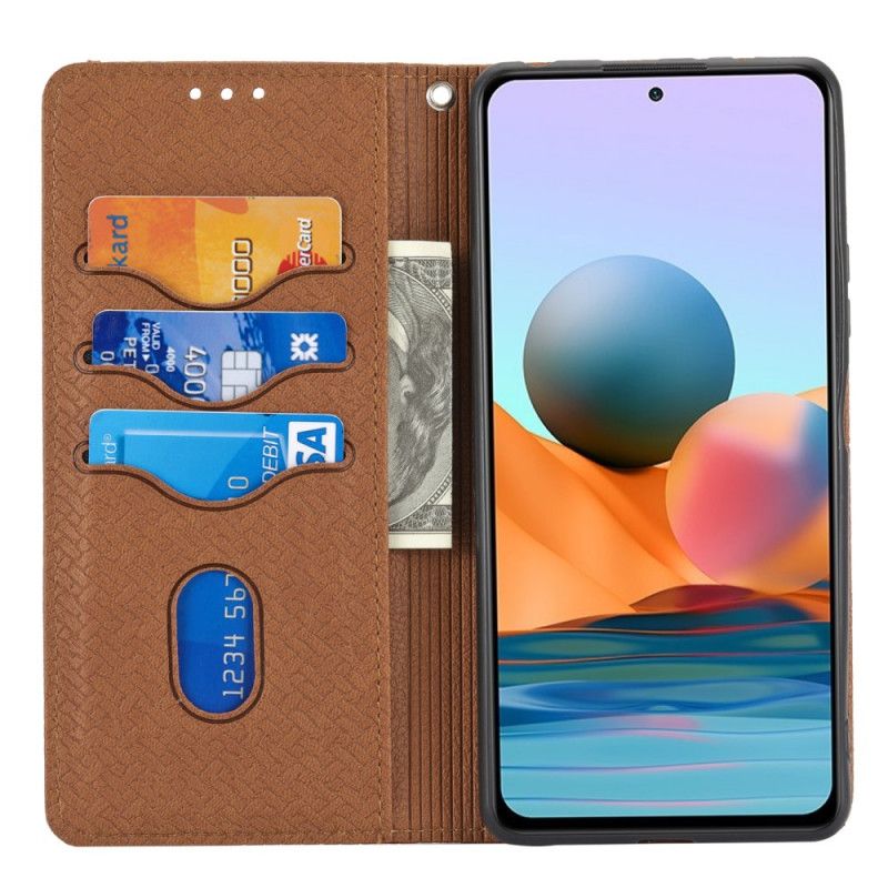Lærdeksel Folio Deksel Xiaomi Redmi Note 11 / Poco M4 Pro 5g Mobildeksel Stil Vevd Lærreim