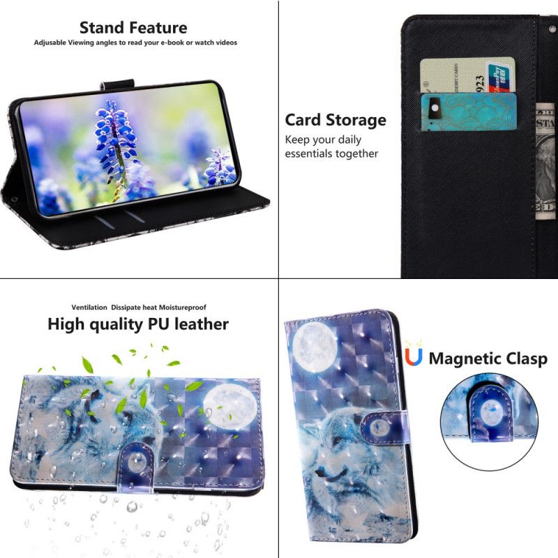 Lærdeksel Folio Deksel Xiaomi Redmi Note 11 / Poco M4 Pro 5g Moonlight Wolf