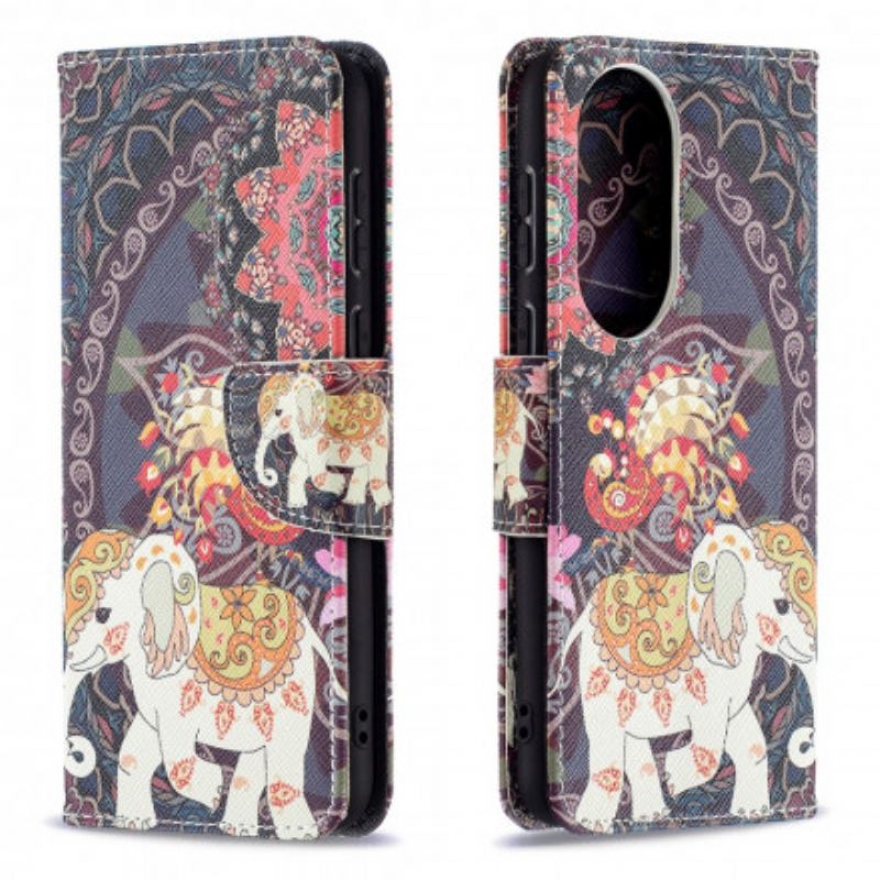 Folio Deksel Huawei P50 Tribal Elephant Beskyttelse Deksel