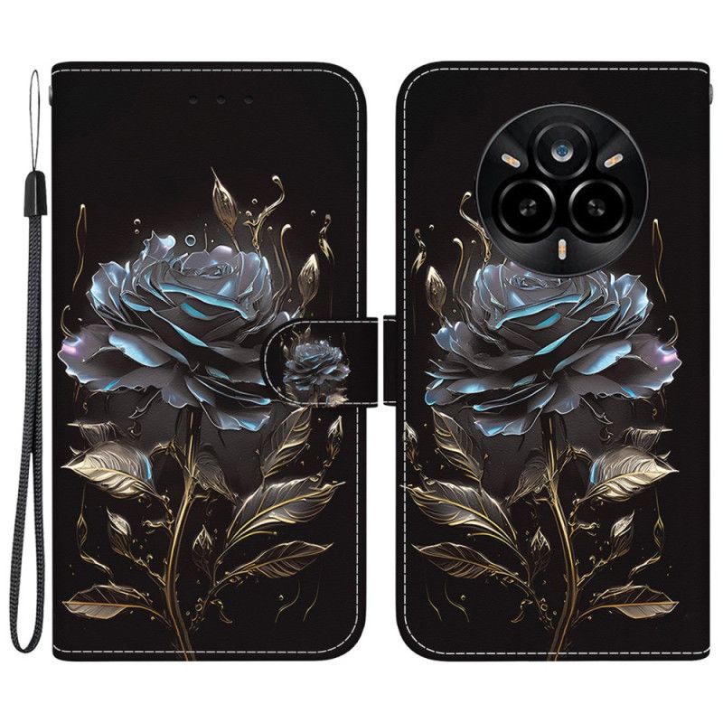 Folio Deksel Realme 14 Pro 5g Svart Rose Beskyttelse Deksel