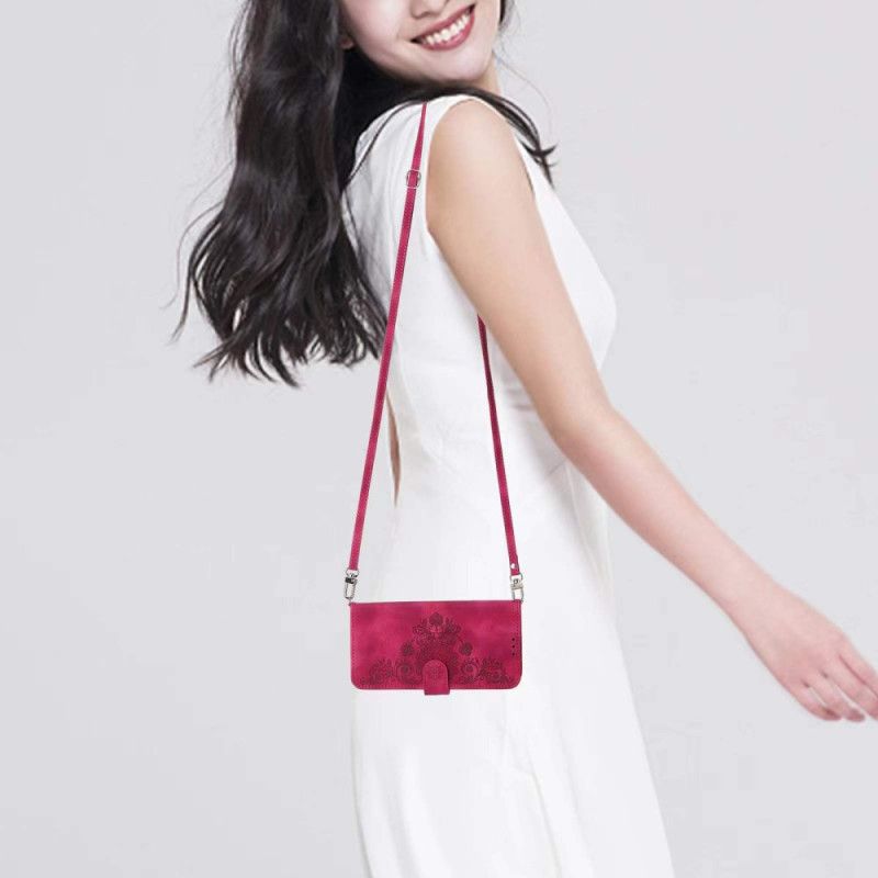 Folio Deksel Til Realme 14 Pro 5g Blomsterblonder Med Stropp