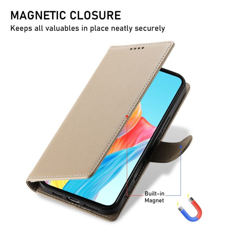 Lærdeksel Folio Deksel Realme 14 Pro 5g Ensfarget Skinneffekt Med Stropp