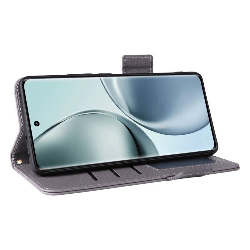 Lærdeksel Folio Deksel Realme 14 Pro 5g Mobildeksel Litchi-imitasjon I Skinn Med Stropp