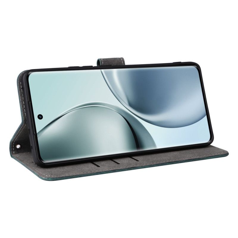 Lærdeksel Folio Deksel Realme 14 Pro 5g Mobildeksel Rfid-beskyttelse I Semsket Skinn-effekt Med Stropp