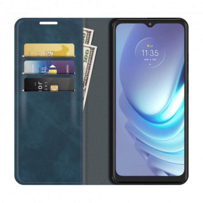 Folio Deksel Moto G50 Silkemykt Skinneffekt Beskyttelse Deksel