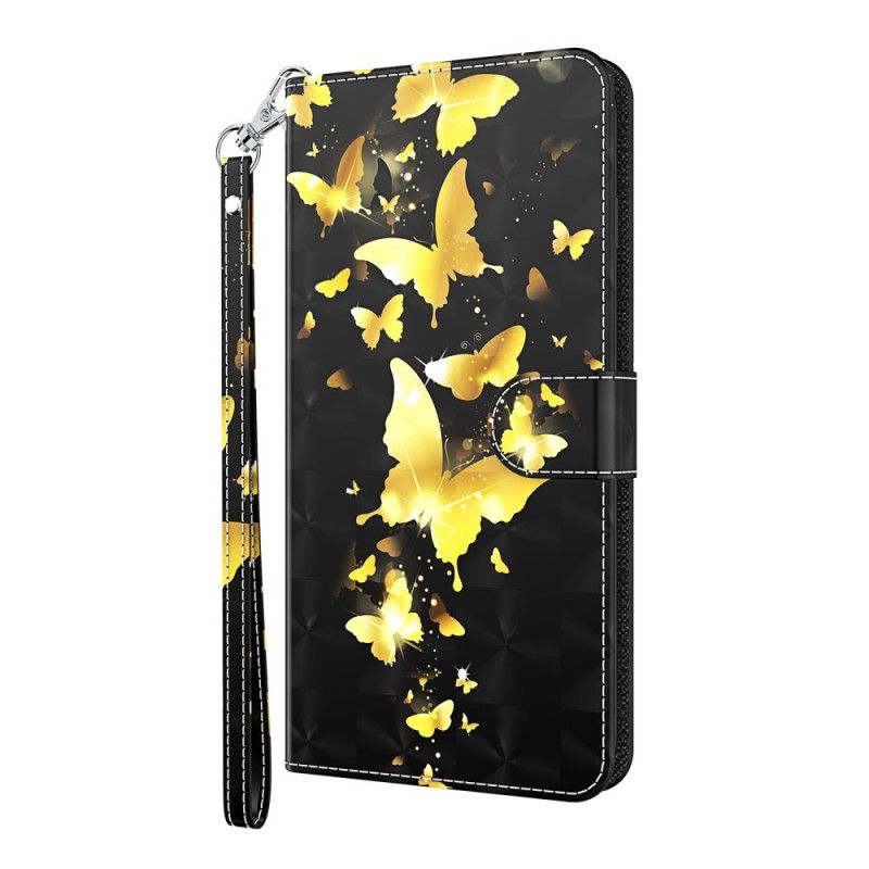 Folio Deksel Samsung Galaxy A32 5G Gule Sommerfugler Anti-fall