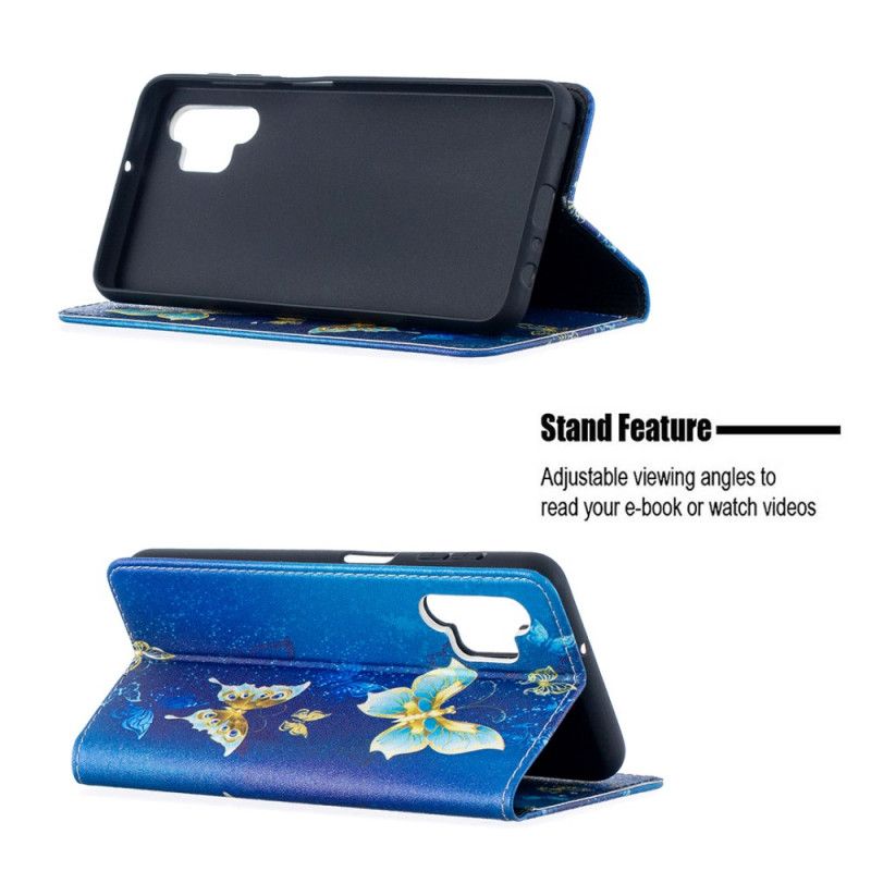 Folio Deksel Samsung Galaxy A32 5G Hvit Fargerike Sommerfugler