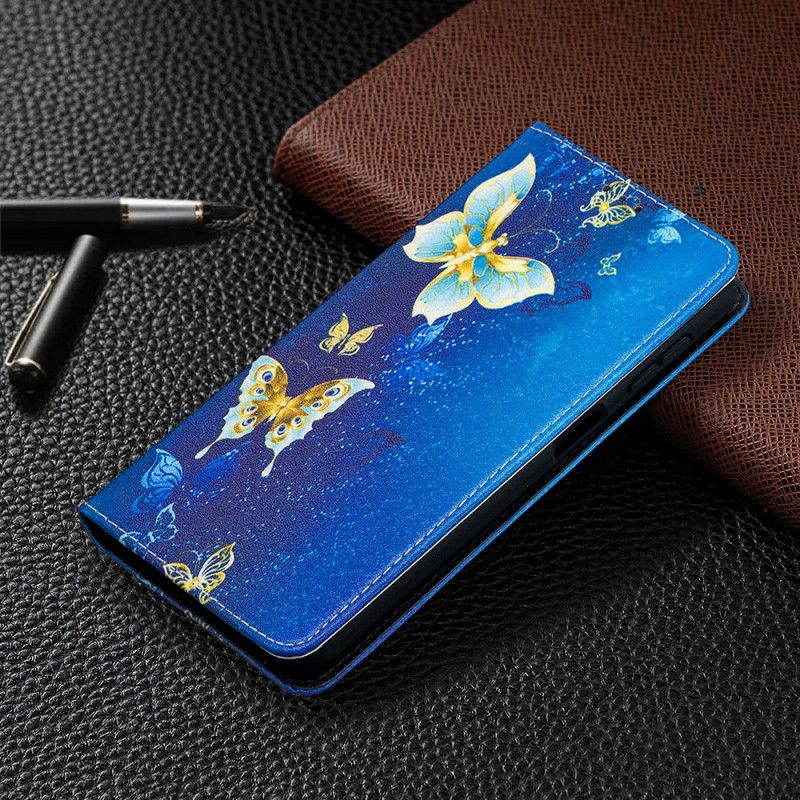 Folio Deksel Samsung Galaxy A32 5G Hvit Fargerike Sommerfugler
