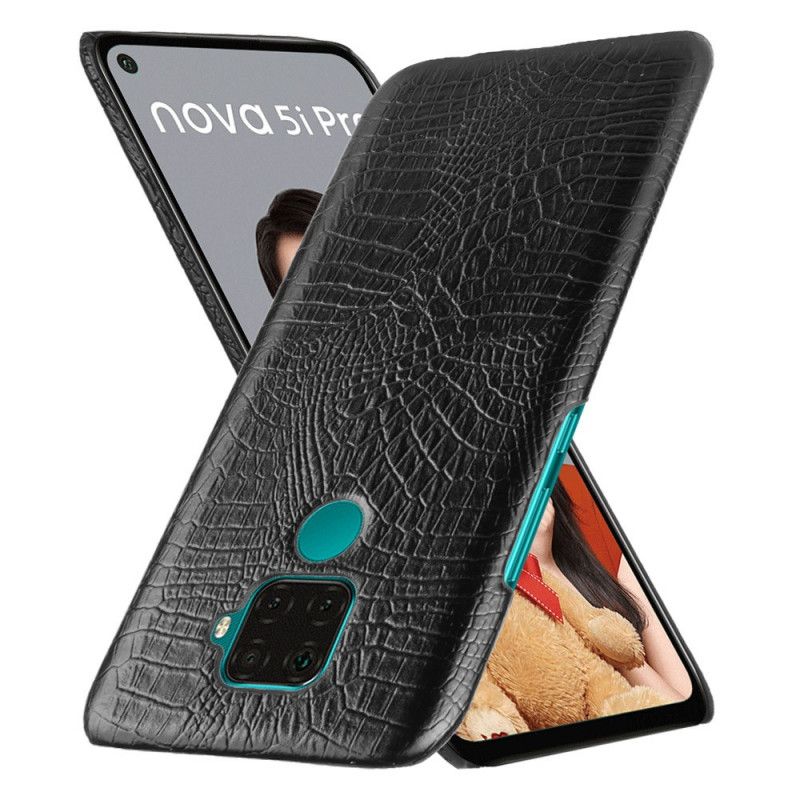 Deksel for Huawei Mate 30 Lite Svart Krokodillehudstil